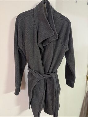 James Perse Charcoal Gray Wrap Trench Coat with Belt